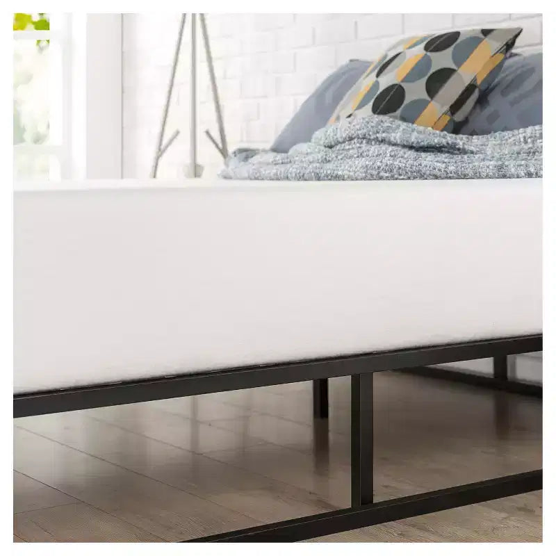 Telaio Letto a Piattaforma in Acciaio Nero, Senza Testiera, 1 Posto