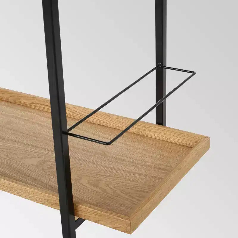 Carrello bar in legno nero industriale a 2 ripiani con ruote