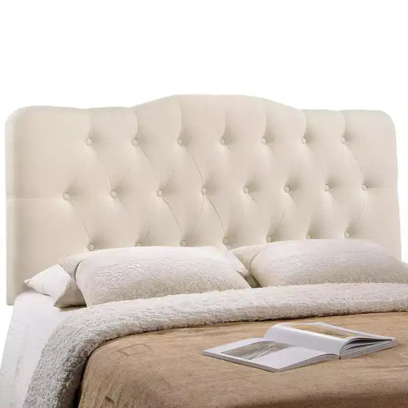 Testiera trapuntata matrimoniale/queen in avorio e blu navy – Per 1 letto