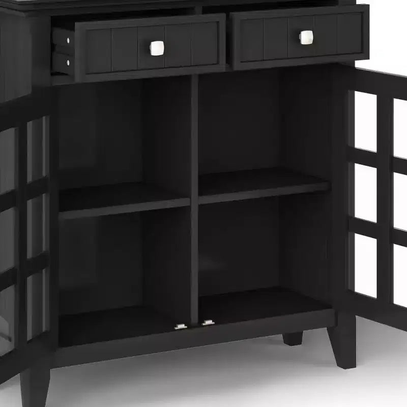 Marrone Naturale Invecchiato / Castano / Grigio / Nero / Bianco / Blu – Mobile ingresso in legno massello con ante e cassetti, 2 ante 2 cassetti, Montaggio per 1 persona
