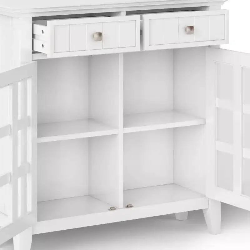 Marrone Naturale Invecchiato / Castano / Grigio / Nero / Bianco / Blu – Mobile ingresso in legno massello con ante e cassetti, 2 ante 2 cassetti, Montaggio per 1 persona