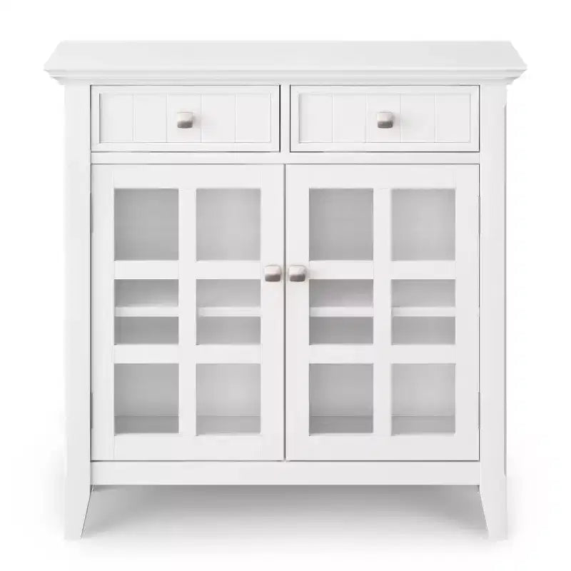 Marrone Naturale Invecchiato / Castano / Grigio / Nero / Bianco / Blu – Mobile ingresso in legno massello con ante e cassetti, 2 ante 2 cassetti, Montaggio per 1 persona