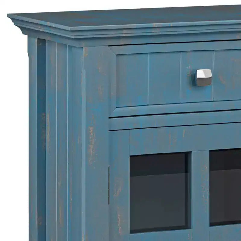 Marrone Naturale Invecchiato / Castano / Grigio / Nero / Bianco / Blu – Mobile ingresso in legno massello con ante e cassetti, 2 ante 2 cassetti, Montaggio per 1 persona