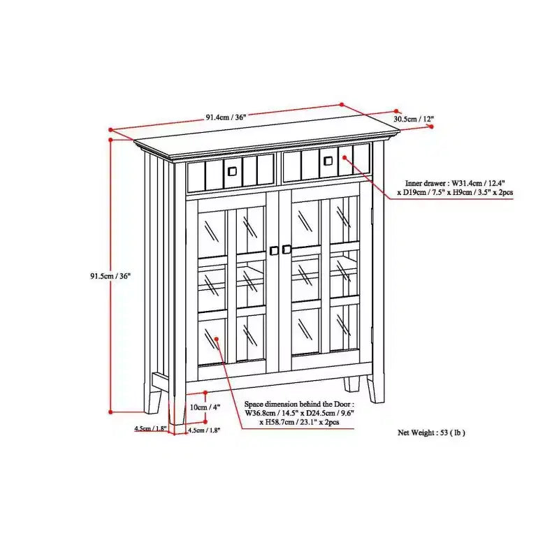 Marrone Naturale Invecchiato / Castano / Grigio / Nero / Bianco / Blu – Mobile ingresso in legno massello con ante e cassetti, 2 ante 2 cassetti, Montaggio per 1 persona