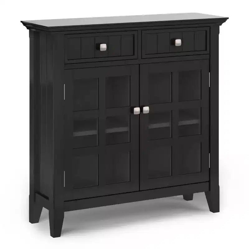 Marrone Naturale Invecchiato / Castano / Grigio / Nero / Bianco / Blu – Mobile ingresso in legno massello con ante e cassetti, 2 ante 2 cassetti, Montaggio per 1 persona