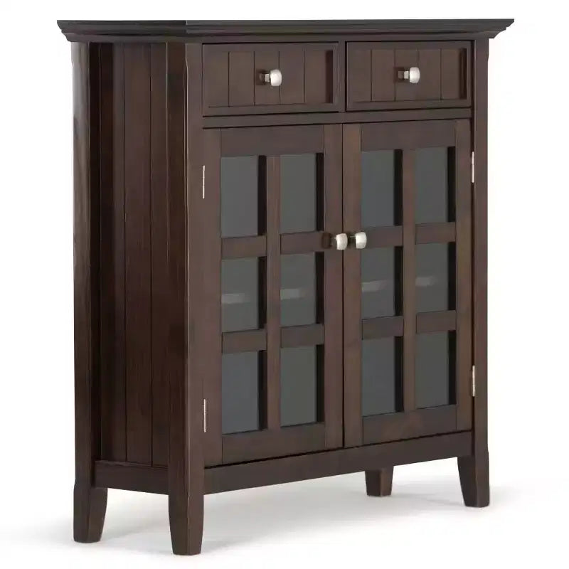 Marrone Naturale Invecchiato / Castano / Grigio / Nero / Bianco / Blu – Mobile ingresso in legno massello con ante e cassetti, 2 ante 2 cassetti, Montaggio per 1 persona