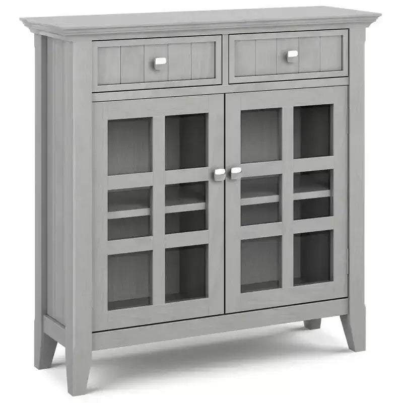 Marrone Naturale Invecchiato / Castano / Grigio / Nero / Bianco / Blu – Mobile ingresso in legno massello con ante e cassetti, 2 ante 2 cassetti, Montaggio per 1 persona