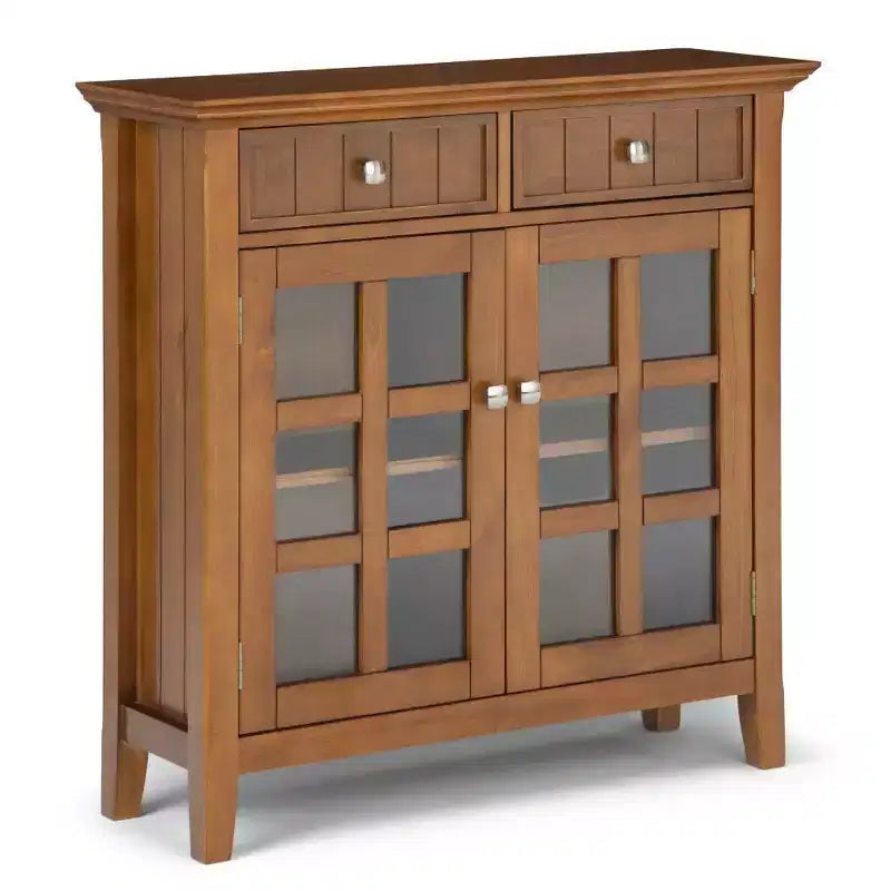 Marrone Naturale Invecchiato / Castano / Grigio / Nero / Bianco / Blu – Mobile ingresso in legno massello con ante e cassetti, 2 ante 2 cassetti, Montaggio per 1 persona