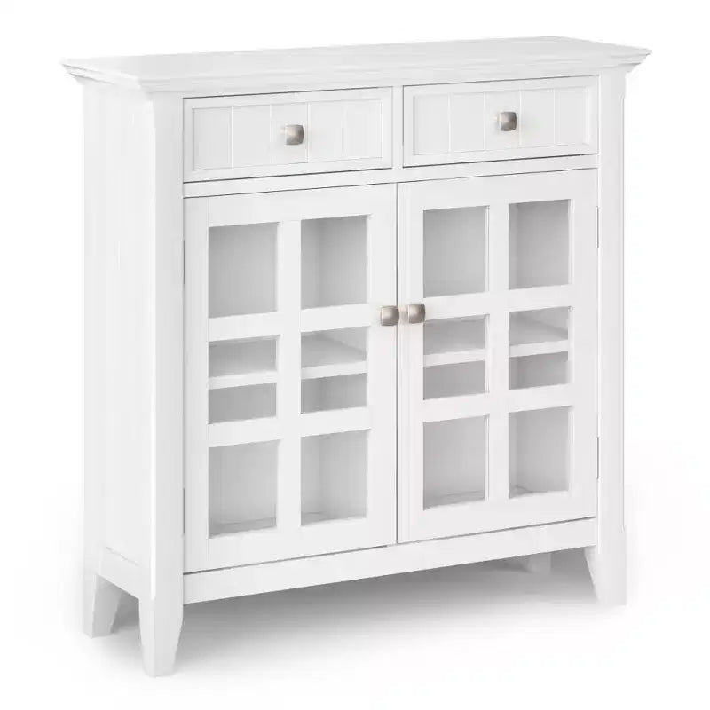 Marrone Naturale Invecchiato / Castano / Grigio / Nero / Bianco / Blu – Mobile ingresso in legno massello con ante e cassetti, 2 ante 2 cassetti, Montaggio per 1 persona
