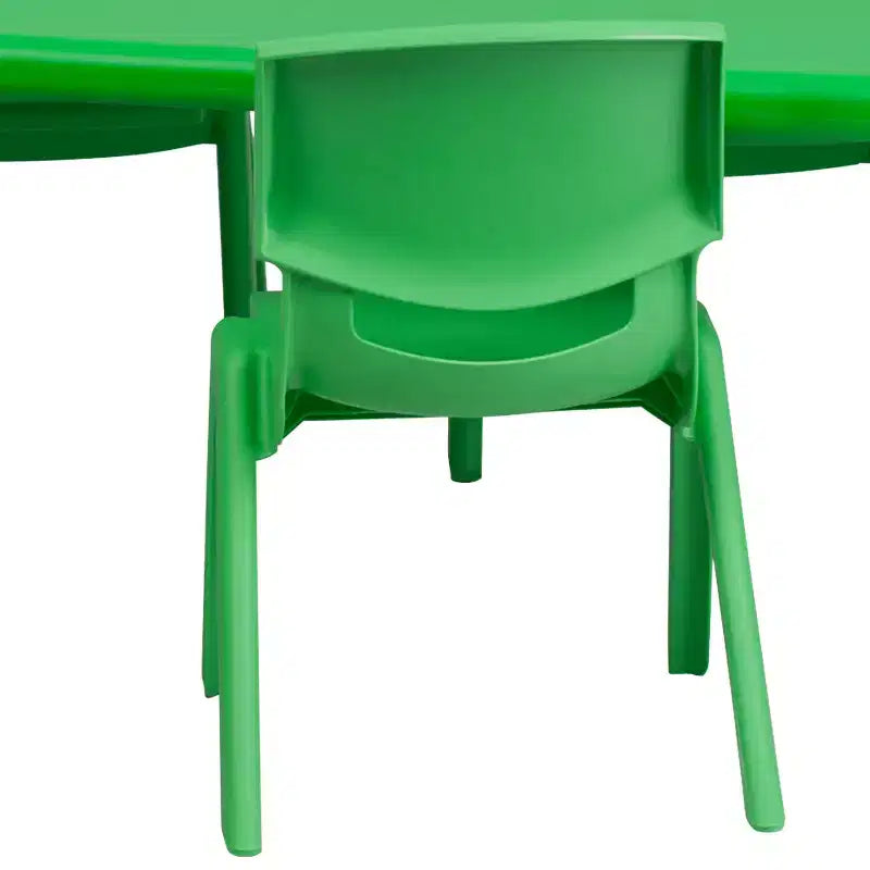 Set Tavolo Attività Rettangolare per Bambini Verde / Naturale / Rosso per 4 Persone, Regolabile in Altezza