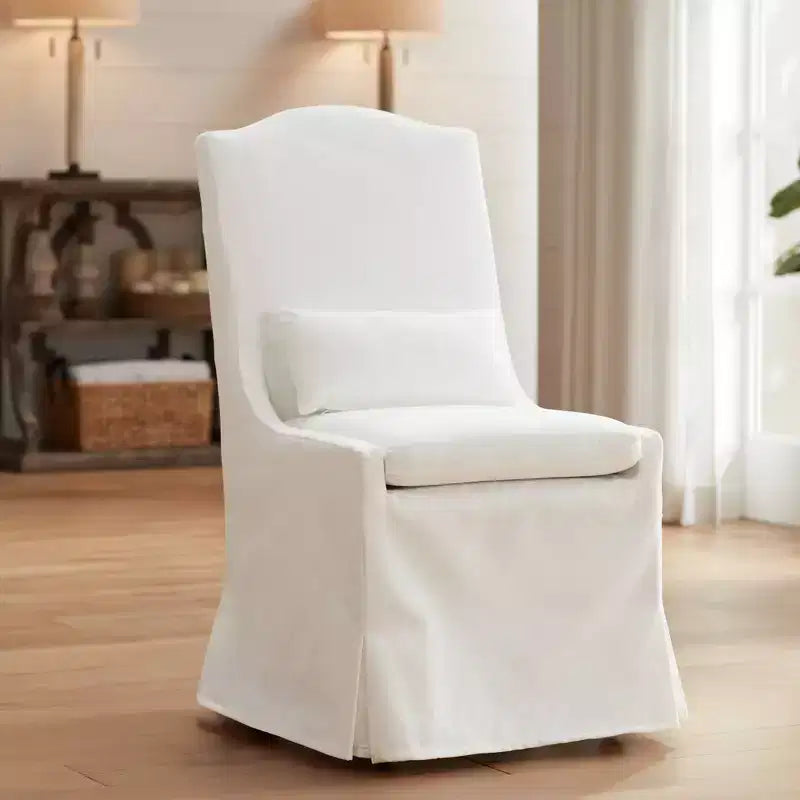 Sedia da pranzo con rotelle Pearl Camel Back Slipcover, 1 posto