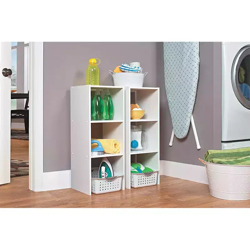 Organizzatore a scaffale impilabile a 2 cubi bianco, confezione da 2