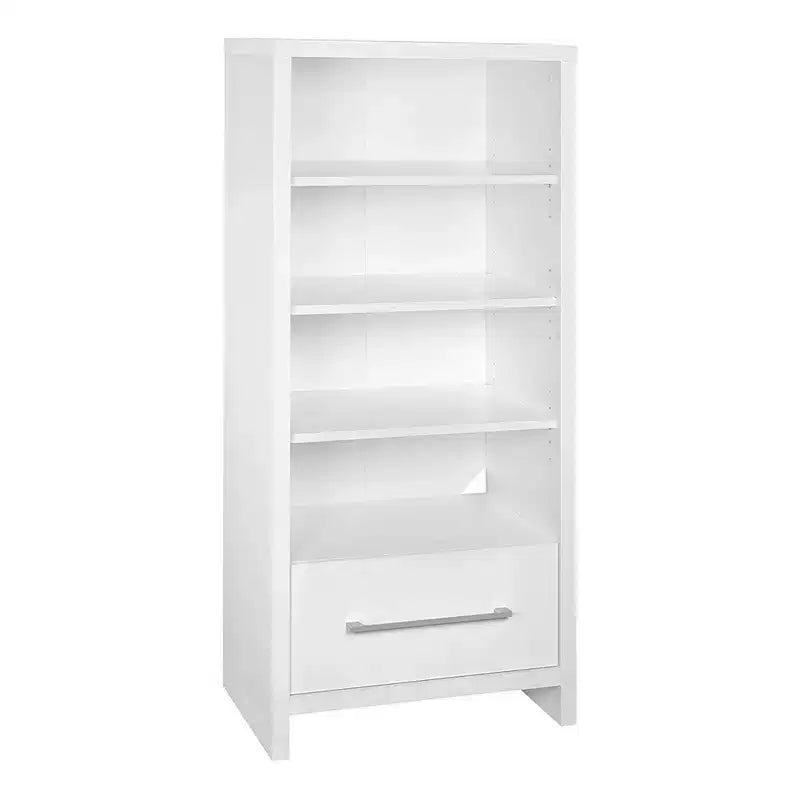 Torre portamedia White Wood con cassetto, set da 2 pezzi
