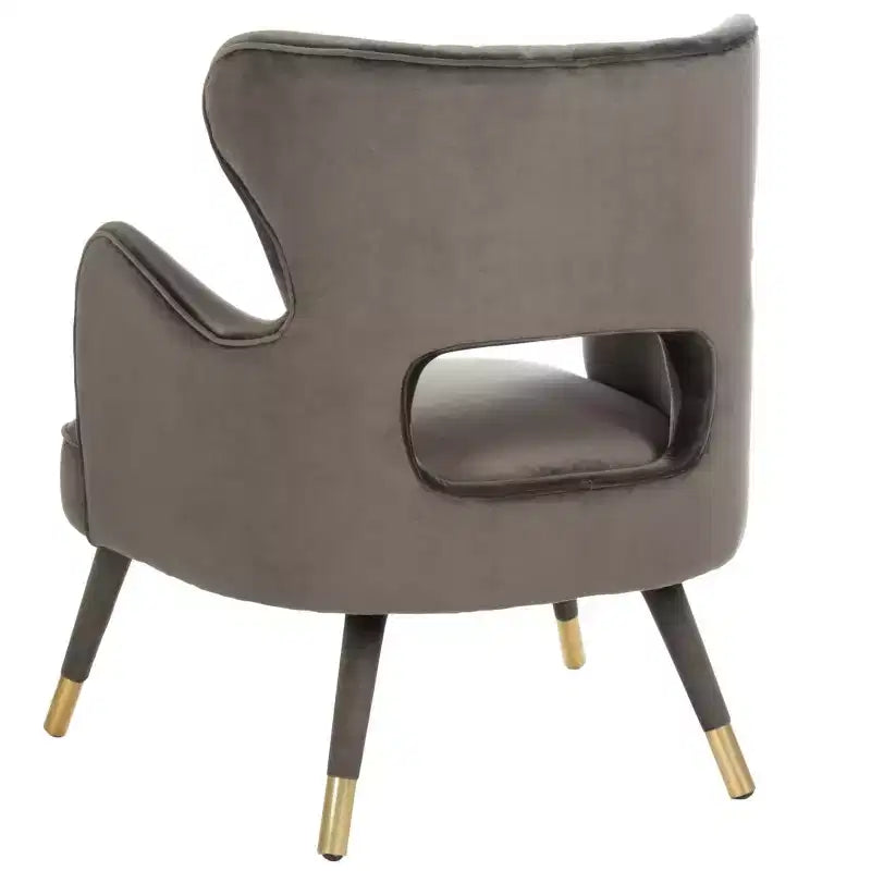 Poltrona a orecchioni di design Forest Green / Shale / Slate Blue e Oro – Velluto, Posto singolo