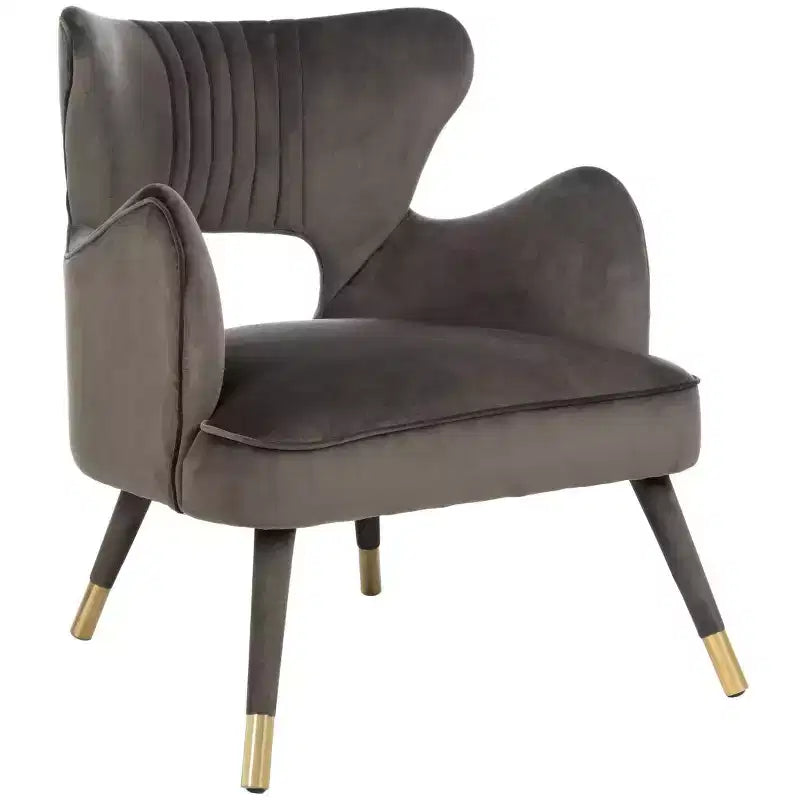 Poltrona a orecchioni di design Forest Green / Shale / Slate Blue e Oro – Velluto, Posto singolo