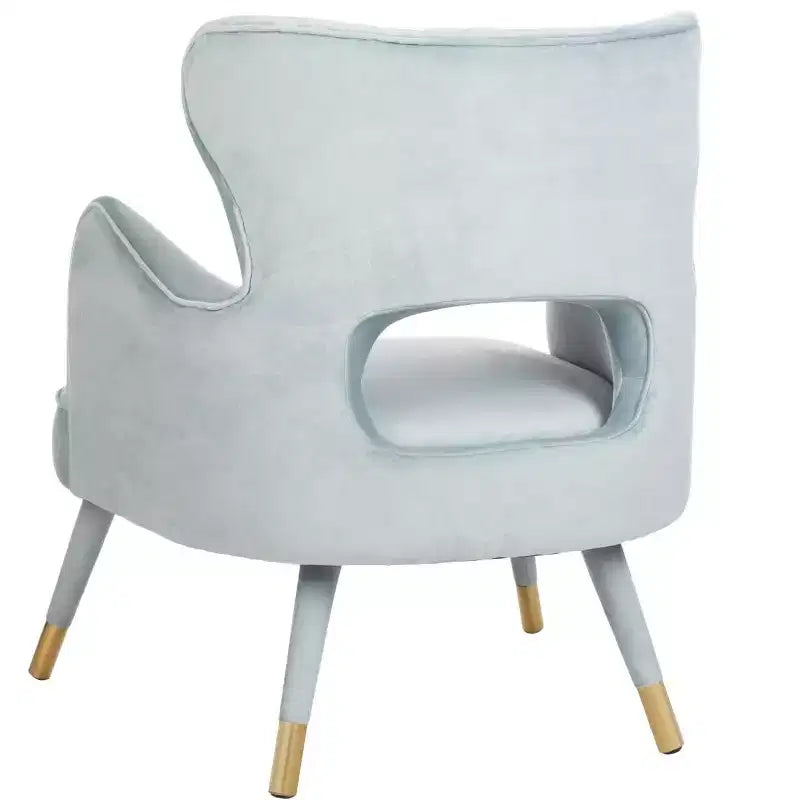 Poltrona a orecchioni di design Forest Green / Shale / Slate Blue e Oro – Velluto, Posto singolo