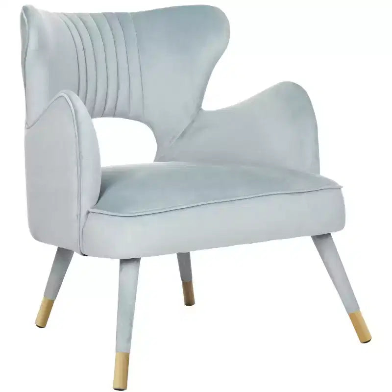 Poltrona a orecchioni di design Forest Green / Shale / Slate Blue e Oro – Velluto, Posto singolo