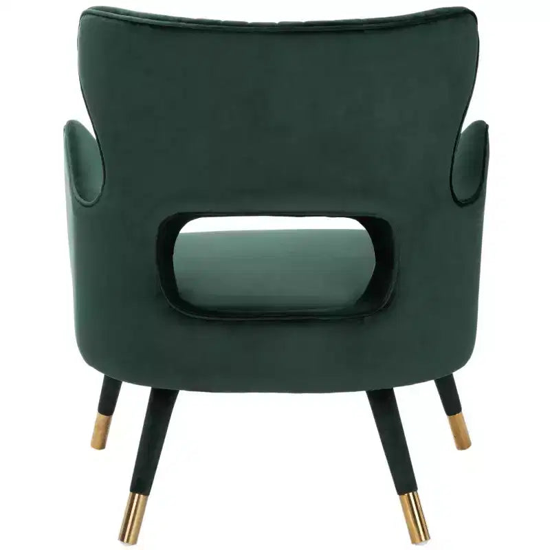 Poltrona a orecchioni di design Forest Green / Shale / Slate Blue e Oro – Velluto, Posto singolo