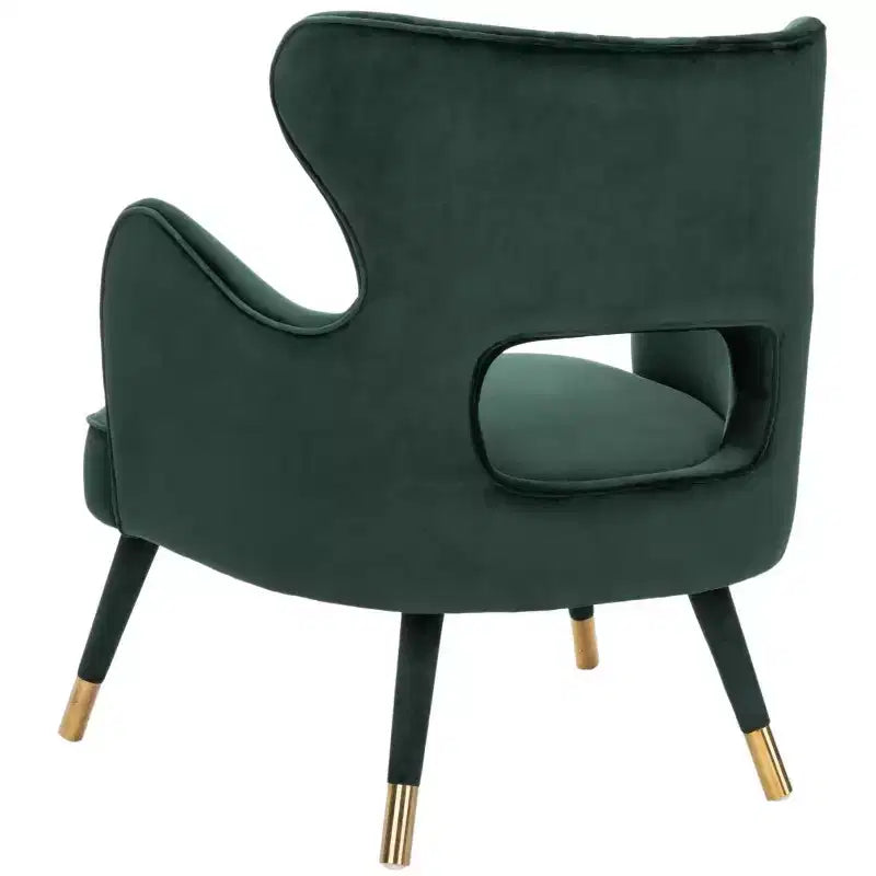 Poltrona a orecchioni di design Forest Green / Shale / Slate Blue e Oro – Velluto, Posto singolo