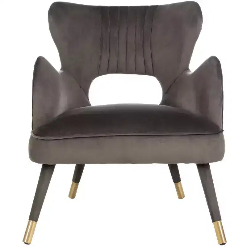 Poltrona a orecchioni di design Forest Green / Shale / Slate Blue e Oro – Velluto, Posto singolo