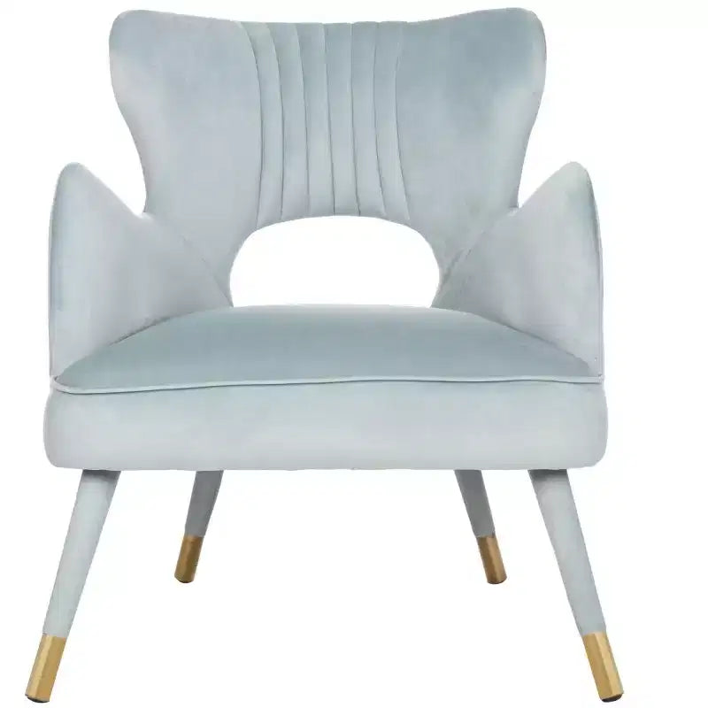 Poltrona a orecchioni di design Forest Green / Shale / Slate Blue e Oro – Velluto, Posto singolo