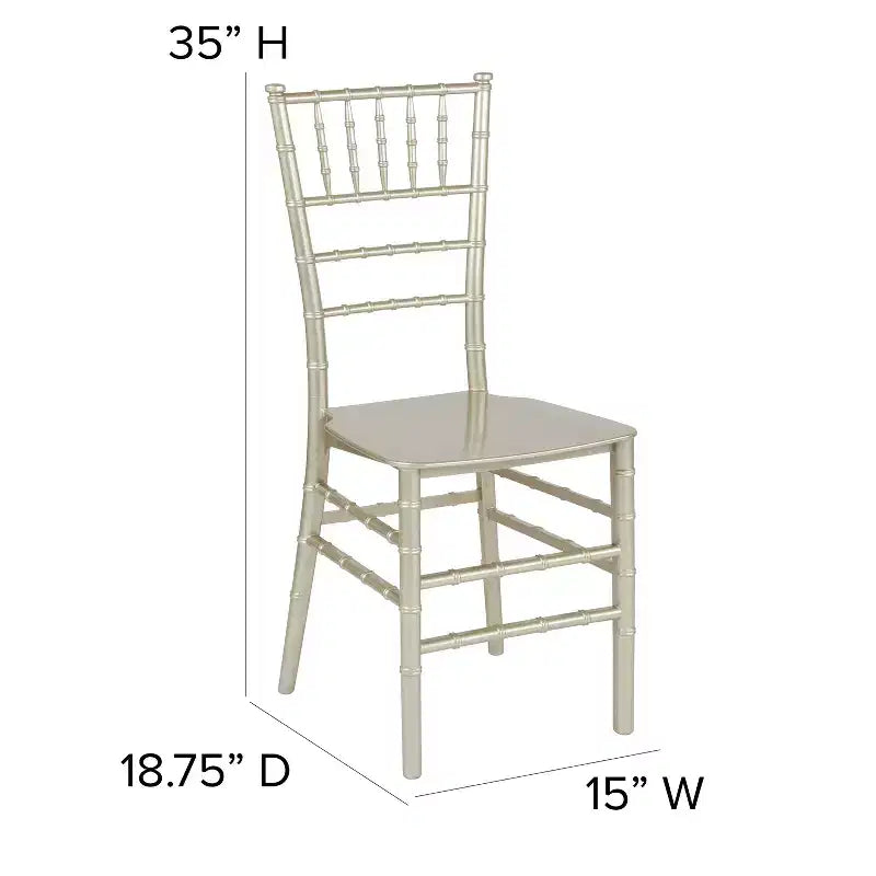 Sedia Chiavari impilabile in resina Nera / Champagne / Oro / Mogano / Oro rosa / Argento / Bianca – 1 posto