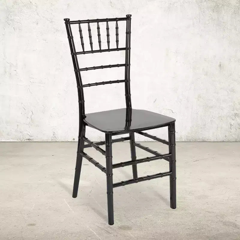 Sedia Chiavari impilabile in resina Nera / Champagne / Oro / Mogano / Oro rosa / Argento / Bianca – 1 posto