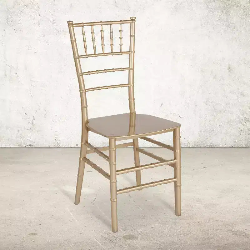 Sedia Chiavari impilabile in resina Nera / Champagne / Oro / Mogano / Oro rosa / Argento / Bianca – 1 posto