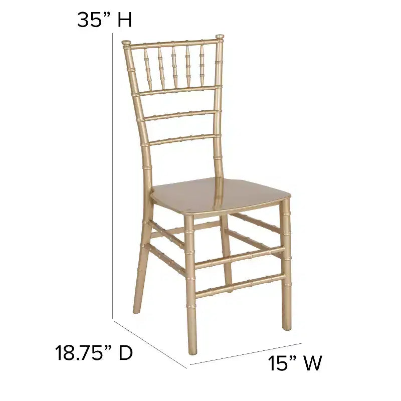 Sedia Chiavari impilabile in resina Nera / Champagne / Oro / Mogano / Oro rosa / Argento / Bianca – 1 posto