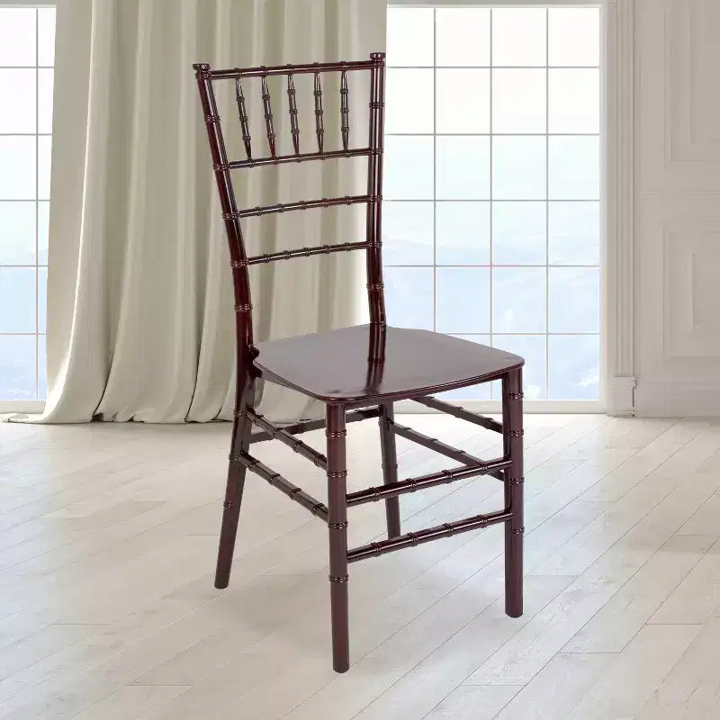 Sedia Chiavari impilabile in resina Nera / Champagne / Oro / Mogano / Oro rosa / Argento / Bianca – 1 posto