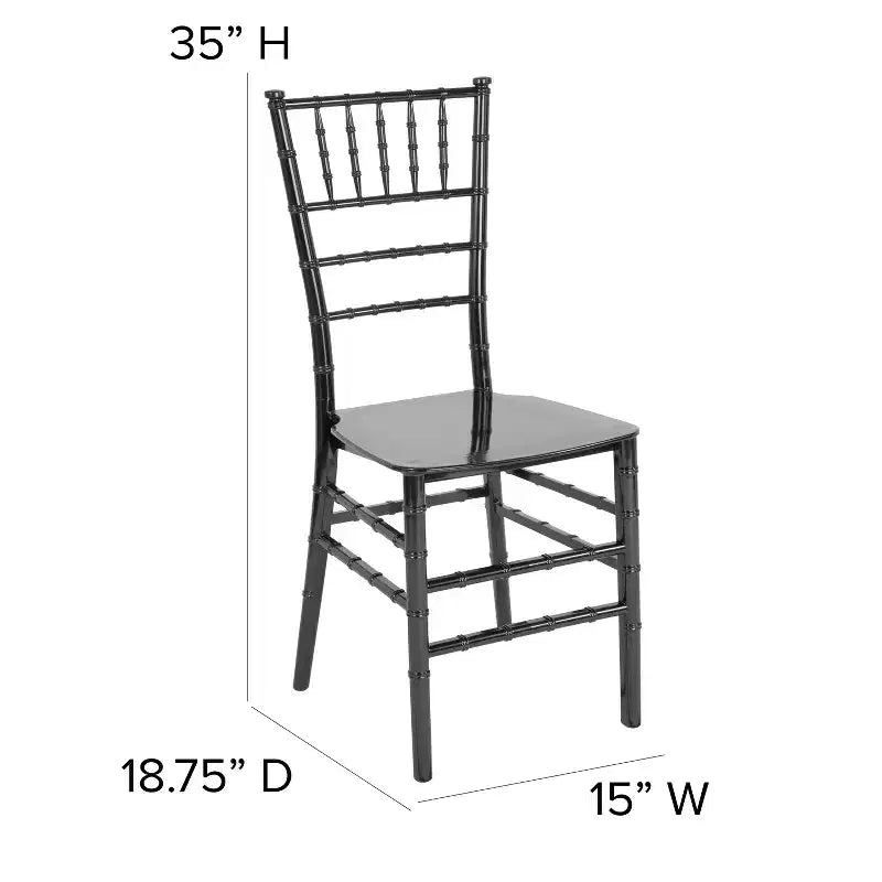 Sedia Chiavari impilabile in resina Nera / Champagne / Oro / Mogano / Oro rosa / Argento / Bianca – 1 posto