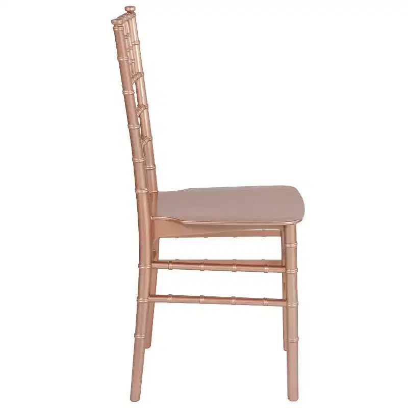 Sedia Chiavari impilabile in resina Nera / Champagne / Oro / Mogano / Oro rosa / Argento / Bianca – 1 posto