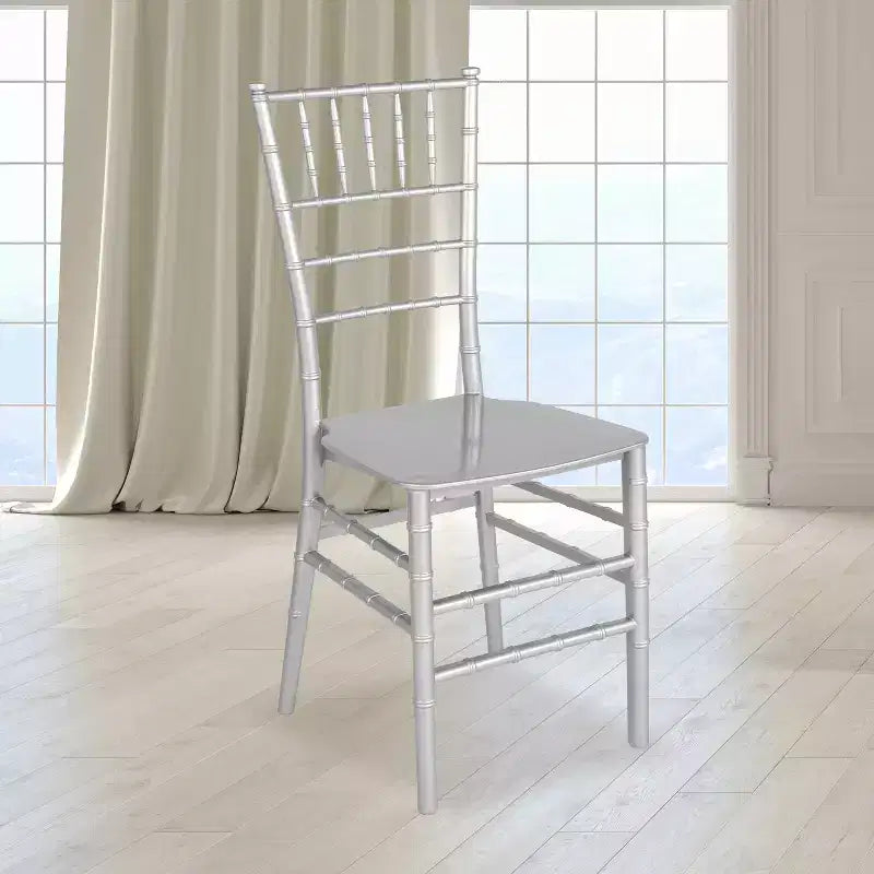 Sedia Chiavari impilabile in resina Nera / Champagne / Oro / Mogano / Oro rosa / Argento / Bianca – 1 posto