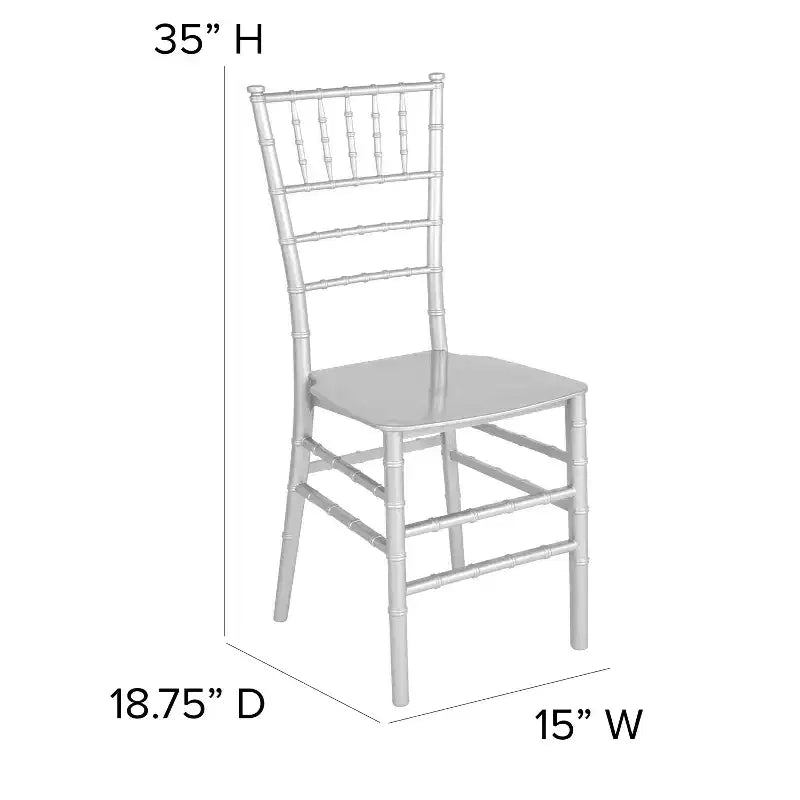 Sedia Chiavari impilabile in resina Nera / Champagne / Oro / Mogano / Oro rosa / Argento / Bianca – 1 posto