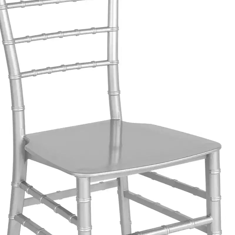 Sedia Chiavari impilabile in resina Nera / Champagne / Oro / Mogano / Oro rosa / Argento / Bianca – 1 posto