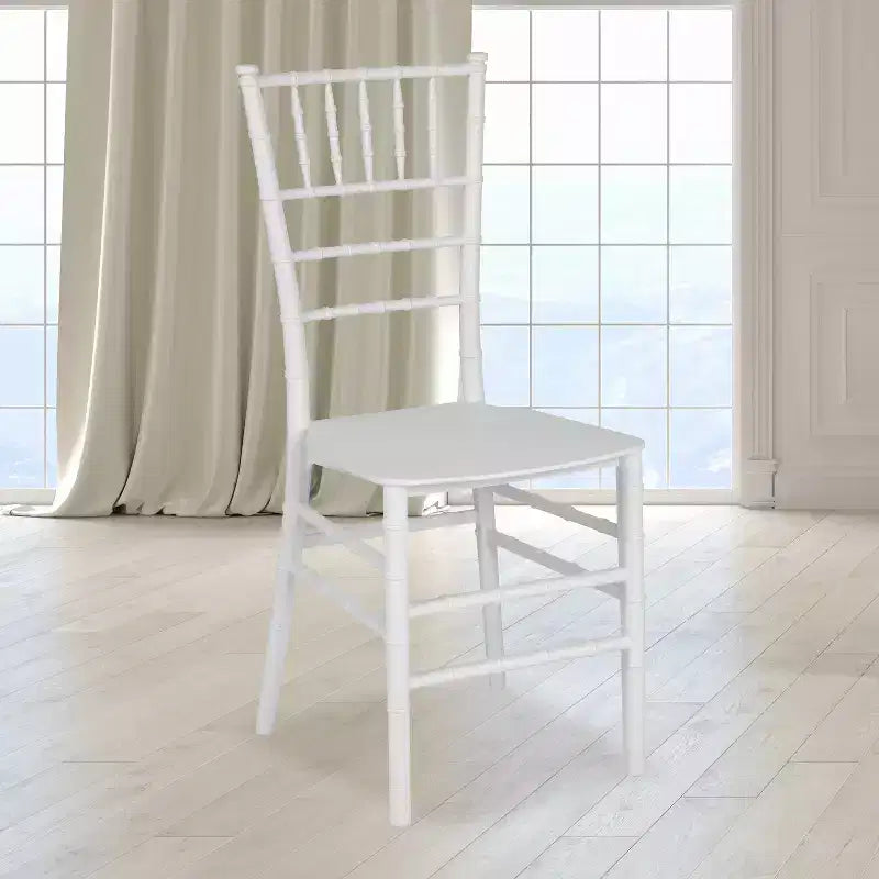 Sedia Chiavari impilabile in resina Nera / Champagne / Oro / Mogano / Oro rosa / Argento / Bianca – 1 posto