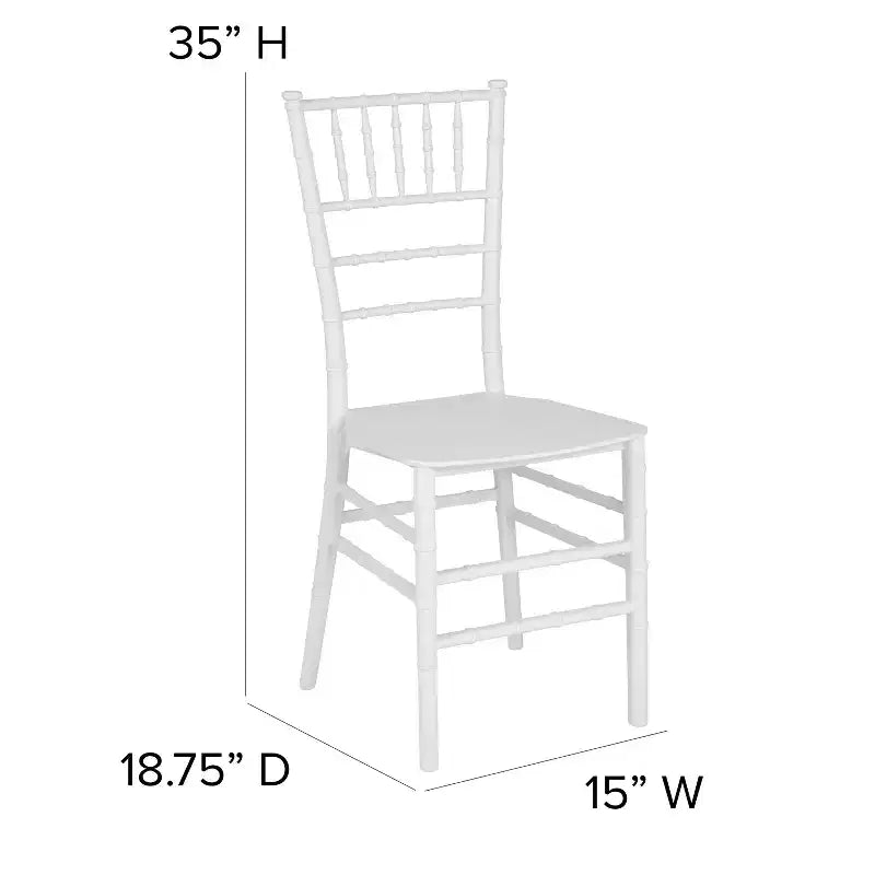 Sedia Chiavari impilabile in resina Nera / Champagne / Oro / Mogano / Oro rosa / Argento / Bianca – 1 posto