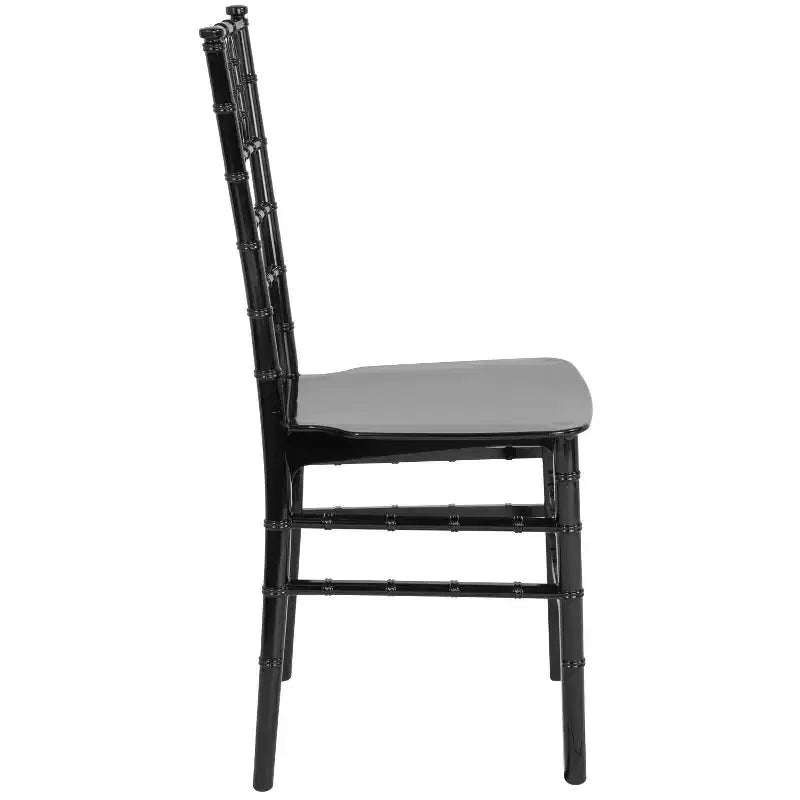 Sedia Chiavari impilabile in resina Nera / Champagne / Oro / Mogano / Oro rosa / Argento / Bianca – 1 posto