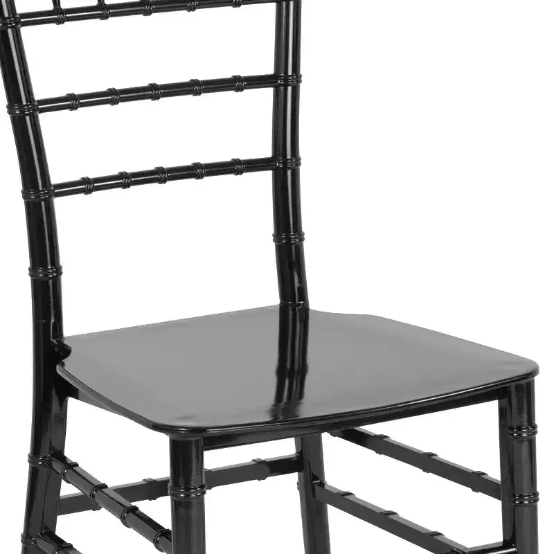 Sedia Chiavari impilabile in resina Nera / Champagne / Oro / Mogano / Oro rosa / Argento / Bianca – 1 posto
