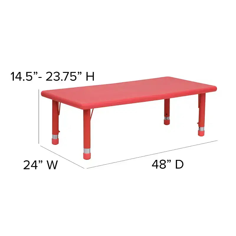 Set tavolo da attività per bambini regolabile in altezza Verde/Naturale/Rosso con 4 sedie