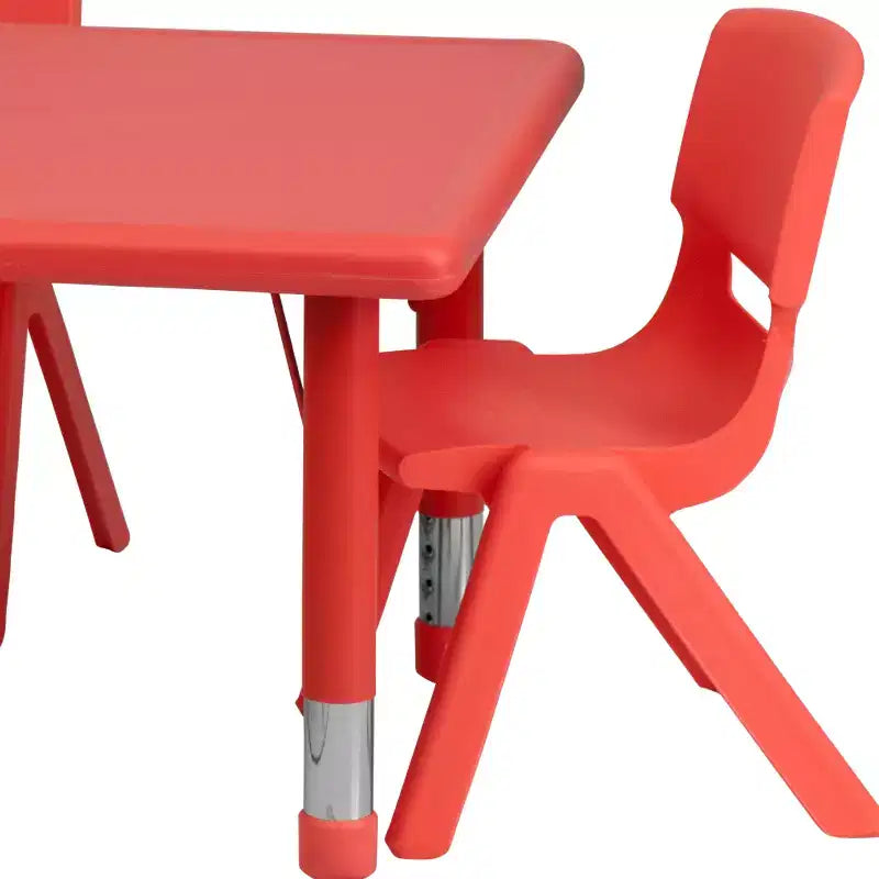 Set tavolo da attività per bambini regolabile in altezza Verde/Naturale/Rosso con 4 sedie
