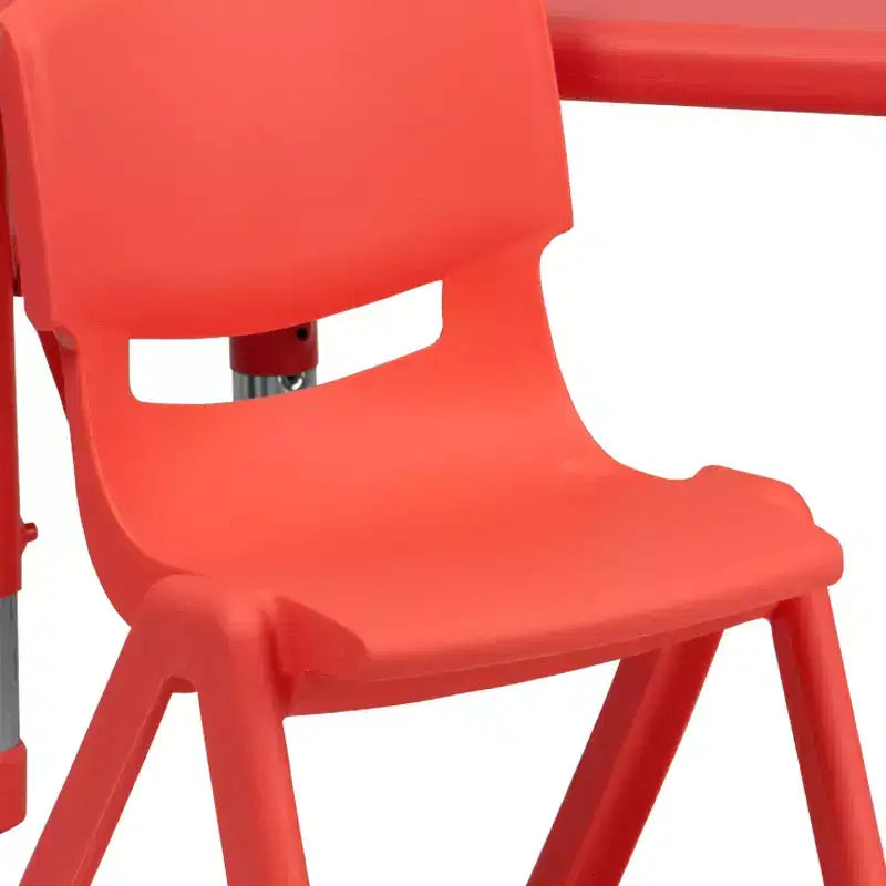Set tavolo da attività per bambini regolabile in altezza Verde/Naturale/Rosso con 4 sedie
