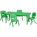 Set tavolo da attività per bambini regolabile in altezza Verde/Naturale/Rosso con 4 sedie