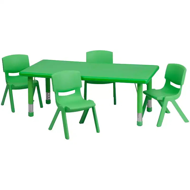 Set tavolo da attività per bambini regolabile in altezza Verde/Naturale/Rosso con 4 sedie