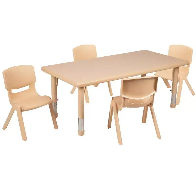 Set tavolo da attività per bambini regolabile in altezza Verde/Naturale/Rosso con 4 sedie