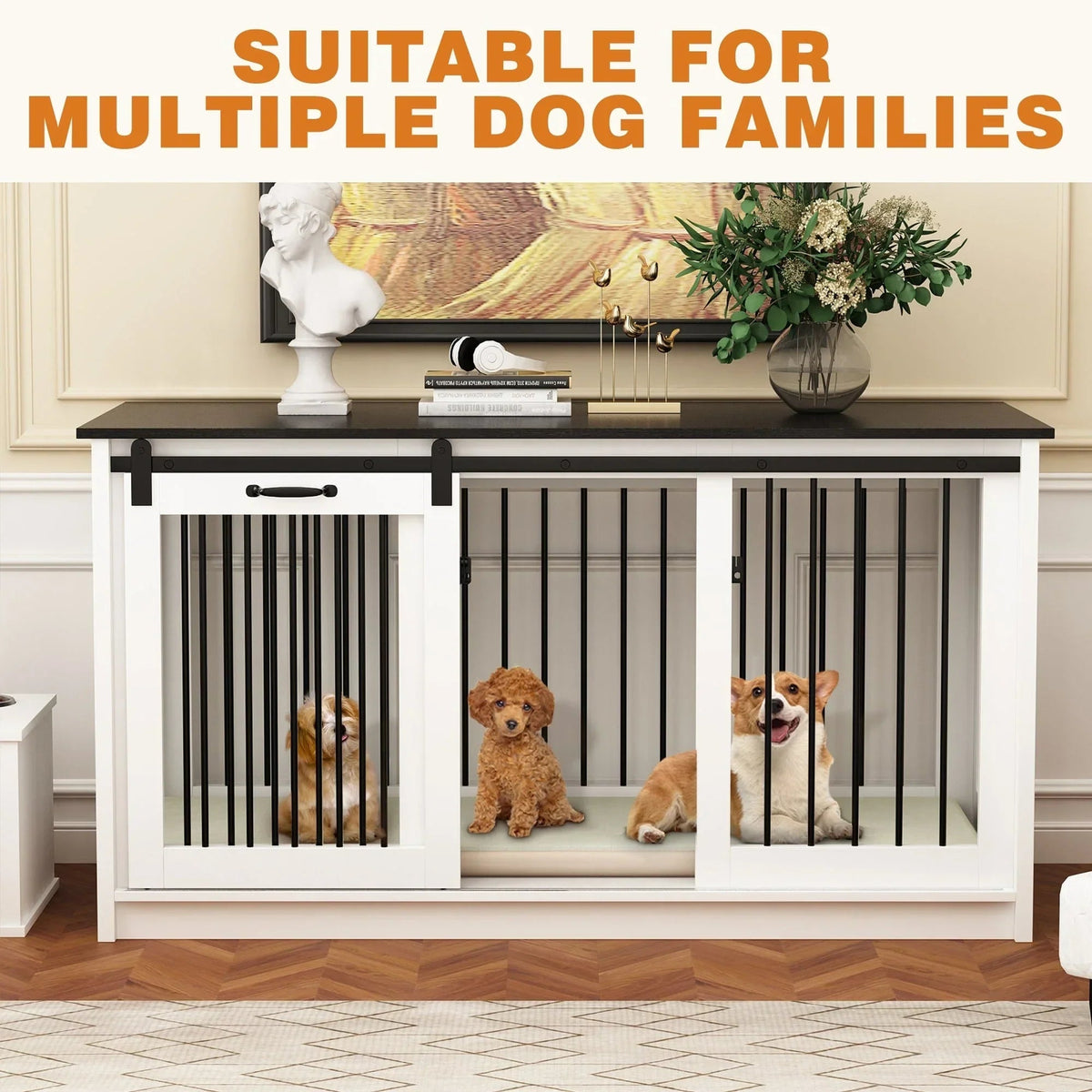 Pet Residence with Iron Tube Reinforcement Stylish & Sturdy Dog Crate