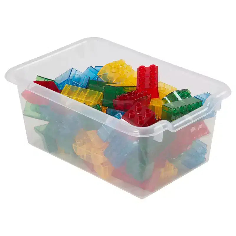 Armadietto appendiabiti a 5 sezioni con panca e contenitori a secchiello, colori assortiti/blu/trasparente/contemporaneo/toni della terra, per 5 bambini