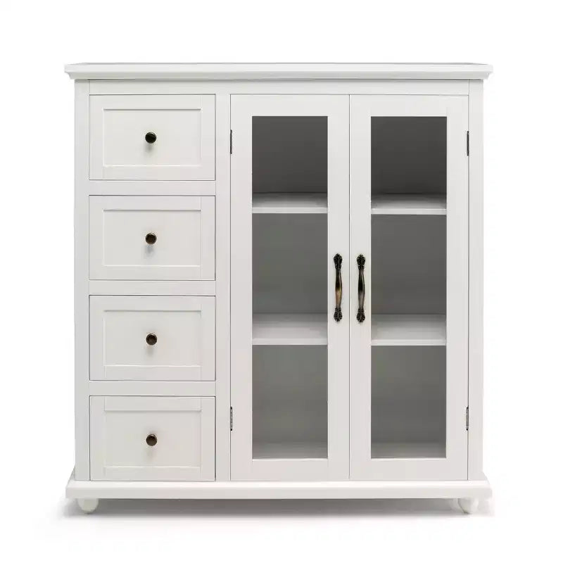 Madia/Credenza a Buffet Bianca/Blu/Verde con 4 Cassetti e 2 Ante – 1 Persona