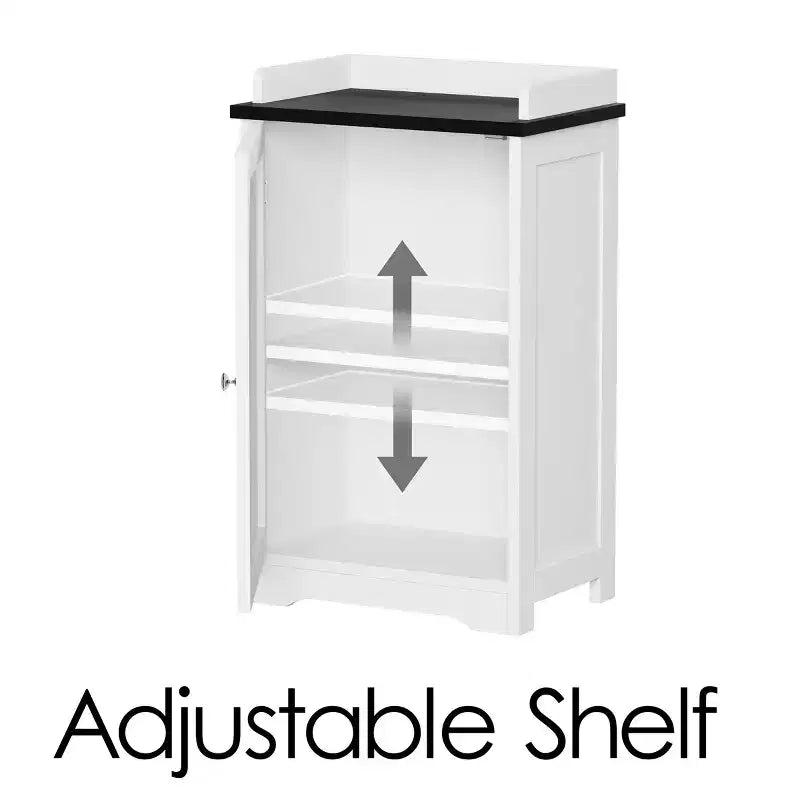 Mobiletto da bagno autoportante Hastings Home con anta a persiana e piano in stile Gallery - Bianco/Nero