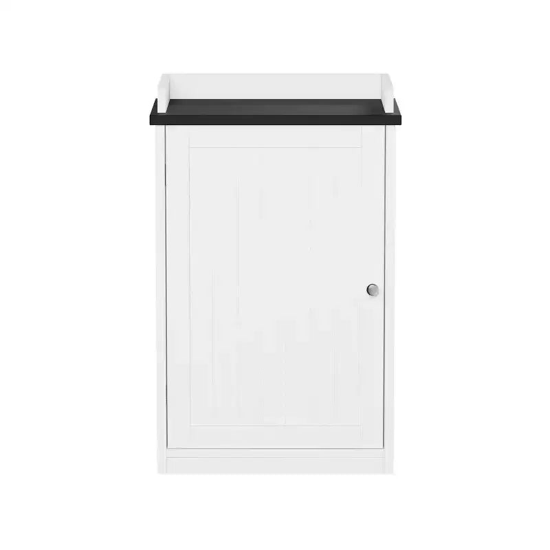 Mobiletto da bagno autoportante Hastings Home con anta a persiana e piano in stile Gallery - Bianco/Nero